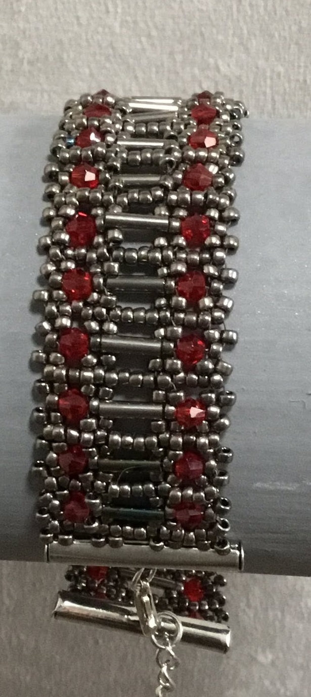 Ruby Ladder Beaded Bracelet