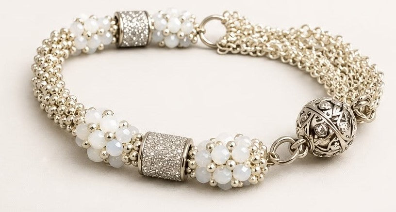 Milky Blossom Beaded Bracelet