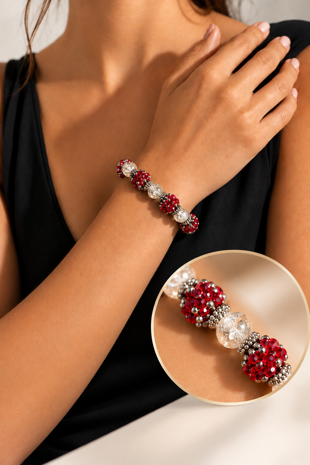 Ruby Radiance Beaded Bracelet – handcrafted beaded jewellery by MiyuQi Designs