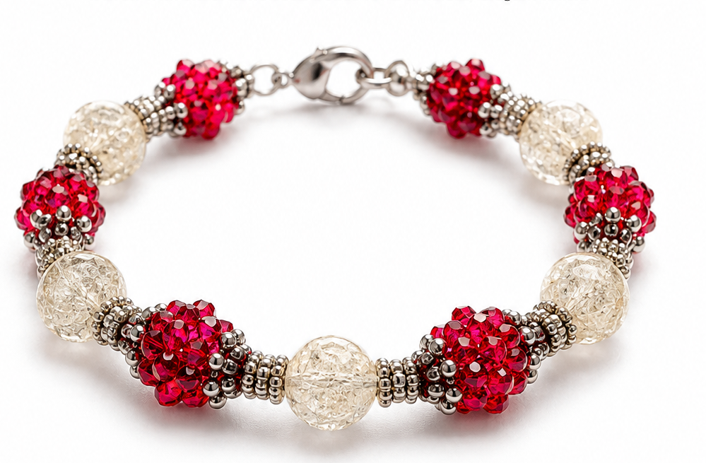 Ruby Radiance Beaded Bracelet