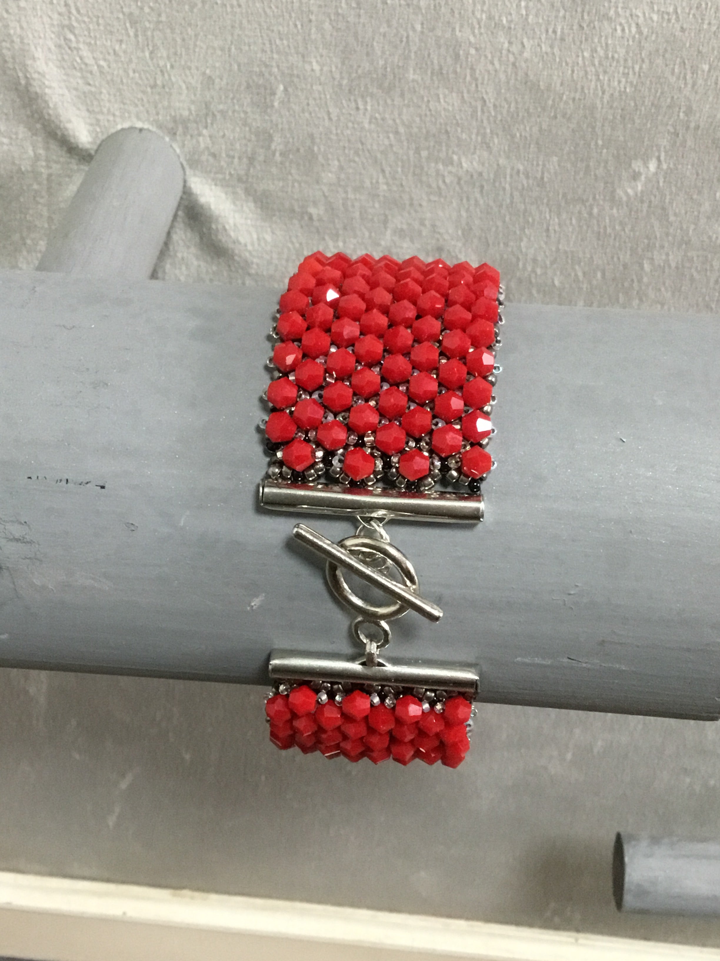 Ruby Crystal Cuff Bracelet