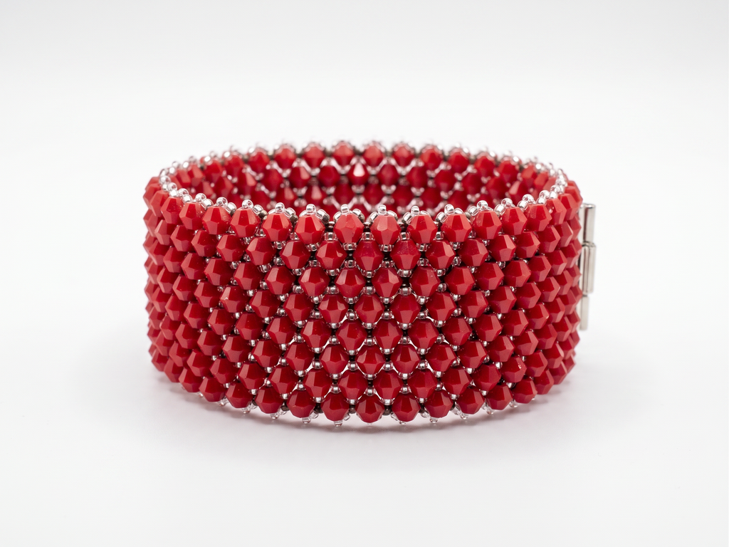Ruby Crystal Cuff Bracelet